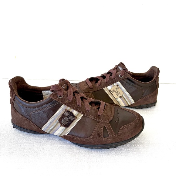 Y2K Vintage DIESEL CHEJU 78 Brown Women's Leather Sneakers Shoe Size 7.5 - Picture 4 of 13
